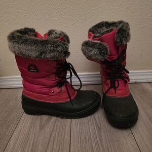 Red and Black Fur-Lined Winter Boots